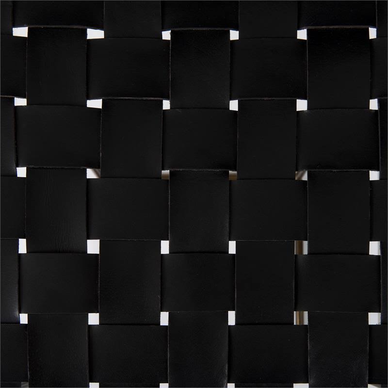 Black Woven Leather Seat Bar Stool H632668