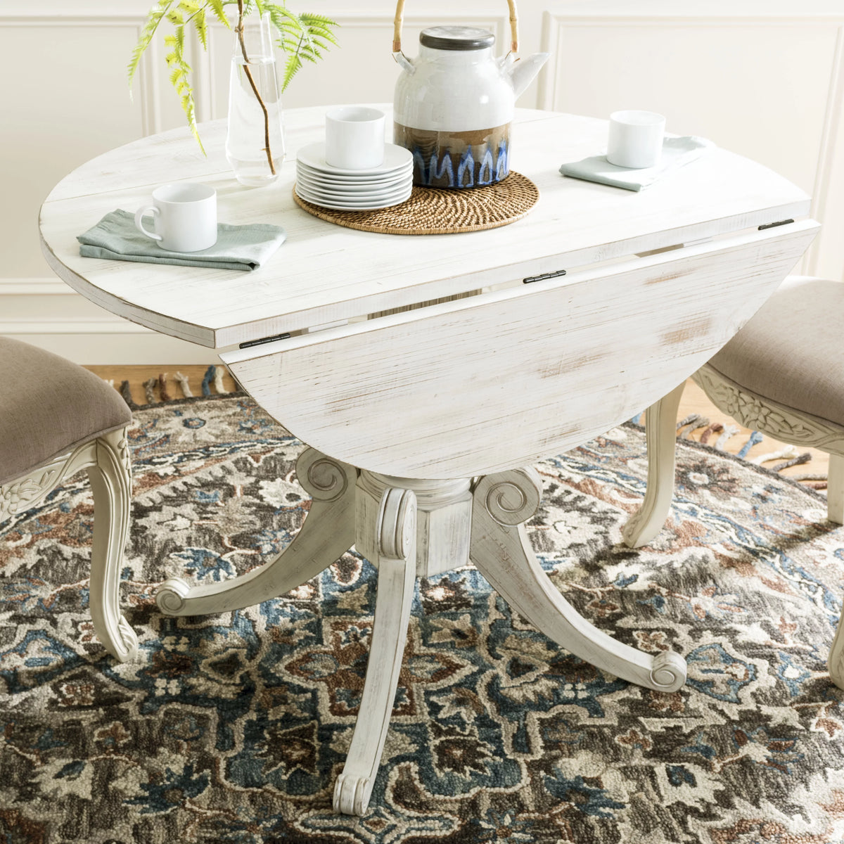 Antique White Foldable Leaf Dining Table U90850