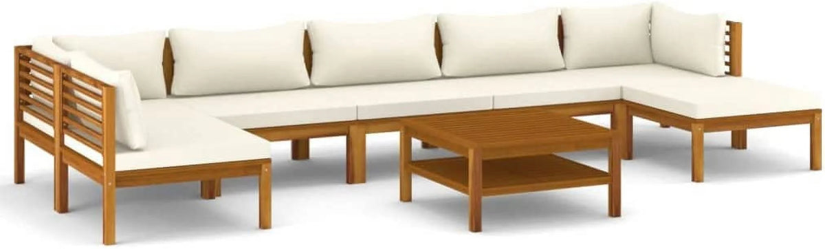 Acacia Wood Patio Chairs with Tea Table and Cushions B756