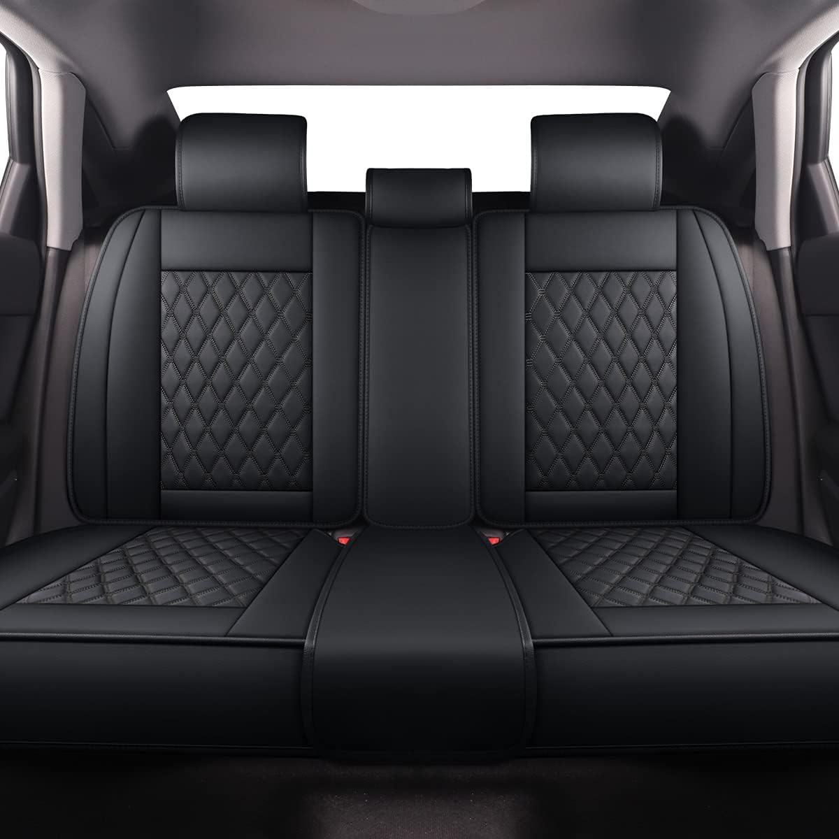 Black Leather Car Seat Covers Full Set M667