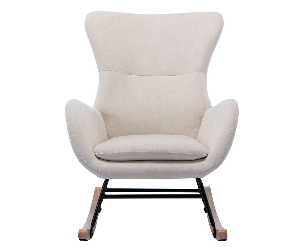 Cream Linen Wingback Rocking Chair R799456