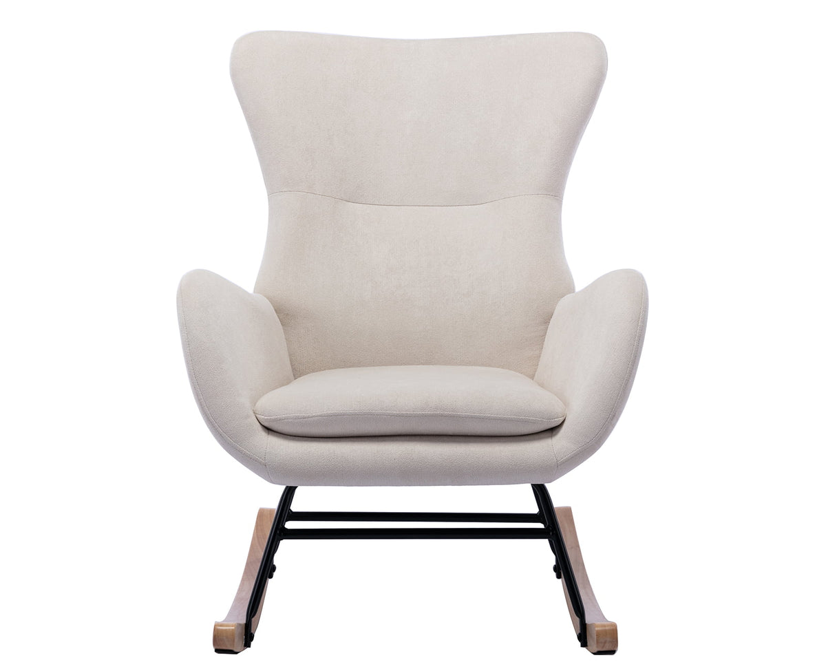 Cream Linen Wingback Rocking Chair R799456