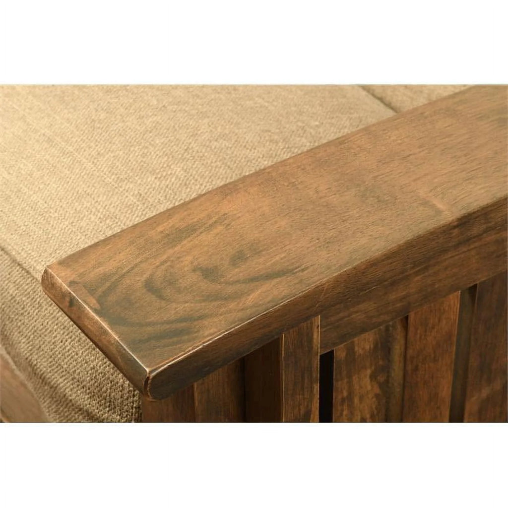 Queen Size Rustic Walnut Wood Storage Futon Frame W560679