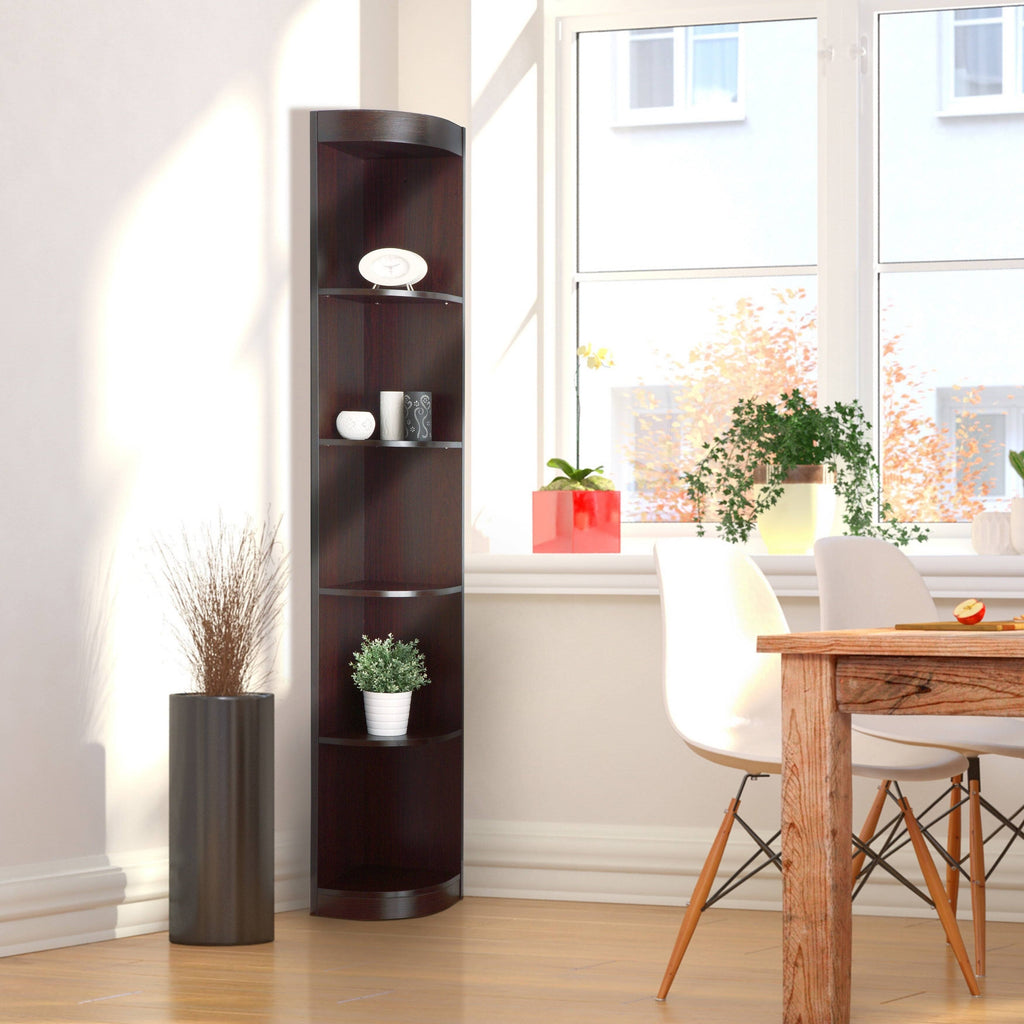Corner 5-Shelf Display Stand White Wood Finish Q8913