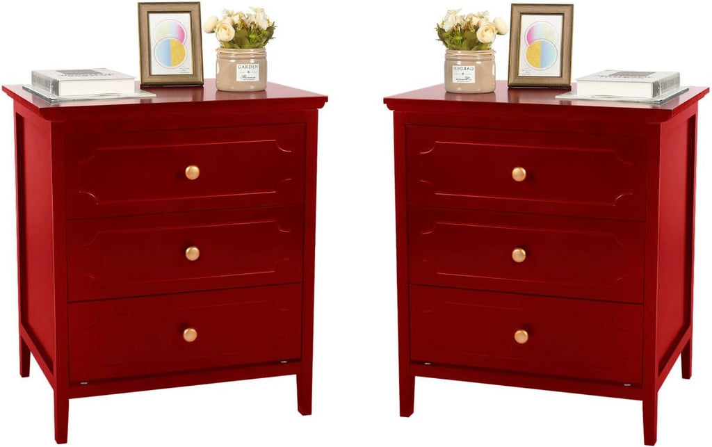 White 3 Drawer End Table 2 Set T419
