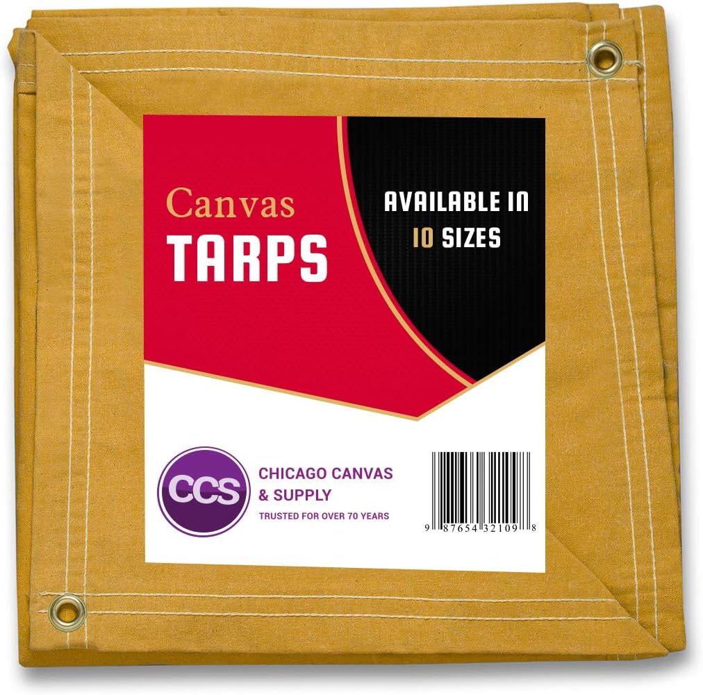 Olive Drab 10 by 12 Feet Waterproof Canvas Tarp with Rustproof Grommets D7536