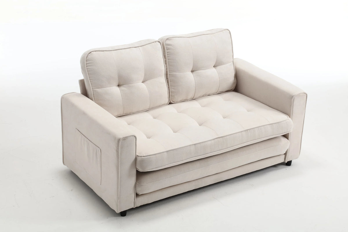 Convertible 3 Fold Velvet Linen Sofa Bed Y55482