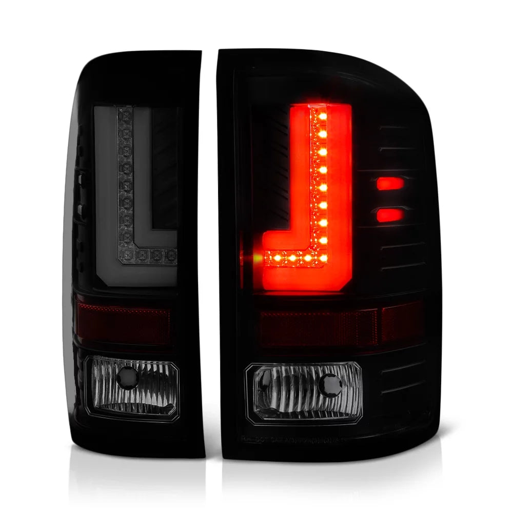 2016-2018 GMC Sierra 1500 LED Tail Lights Matte Black Housing Smoke Lens G52527