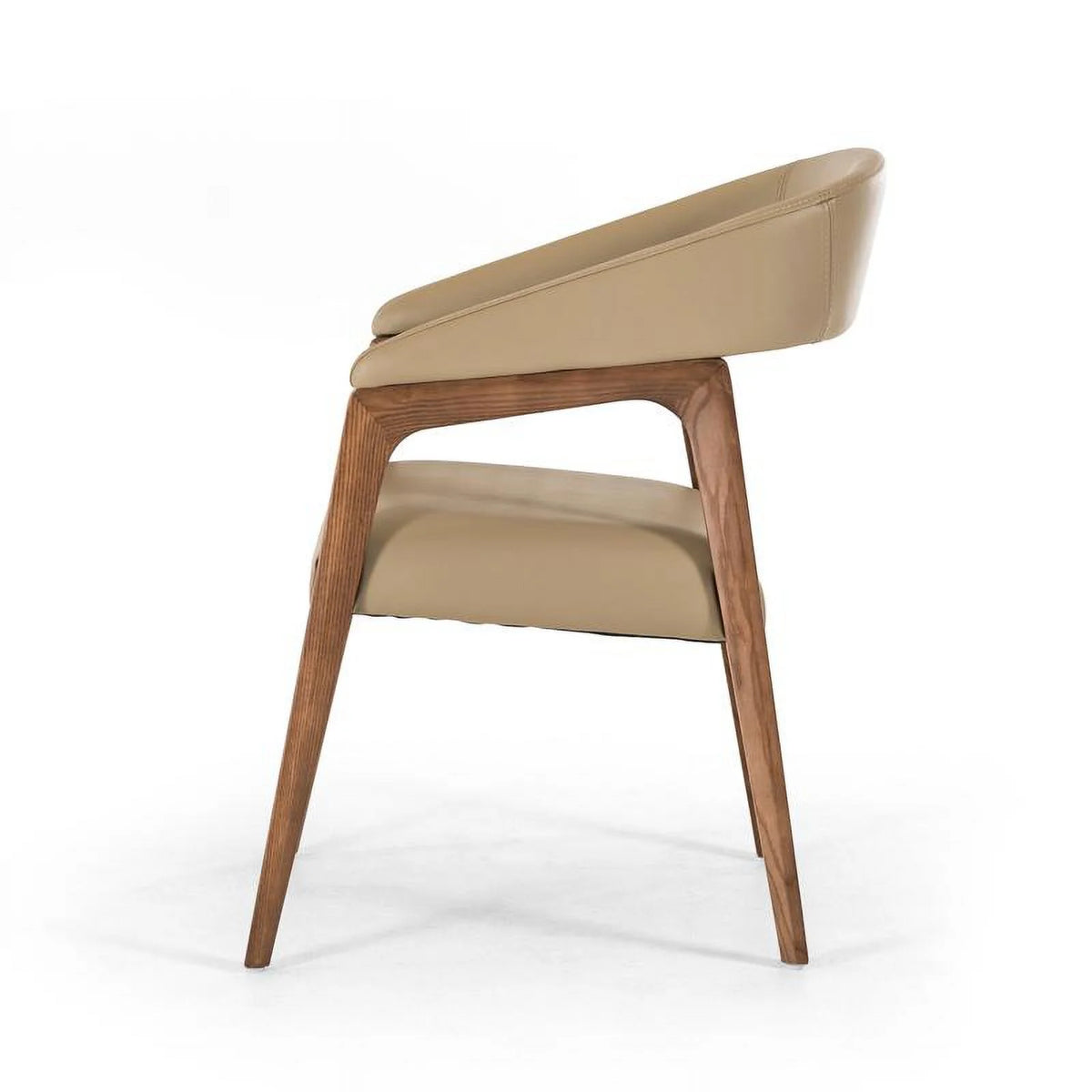 Taupe Leatherette and Walnut Wood Dining Chair R106