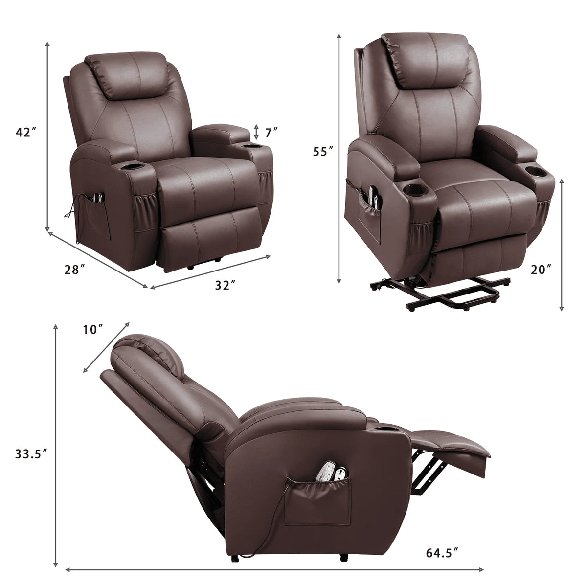 Black Faux Leather Power Lift Recliner I511