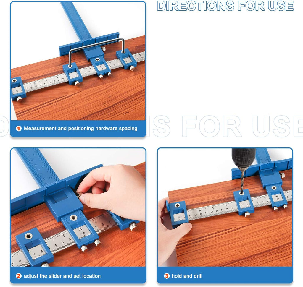 Cabinet Hardware Jig Tool Adjustable Drill Template Guide Pack of 2 G3279