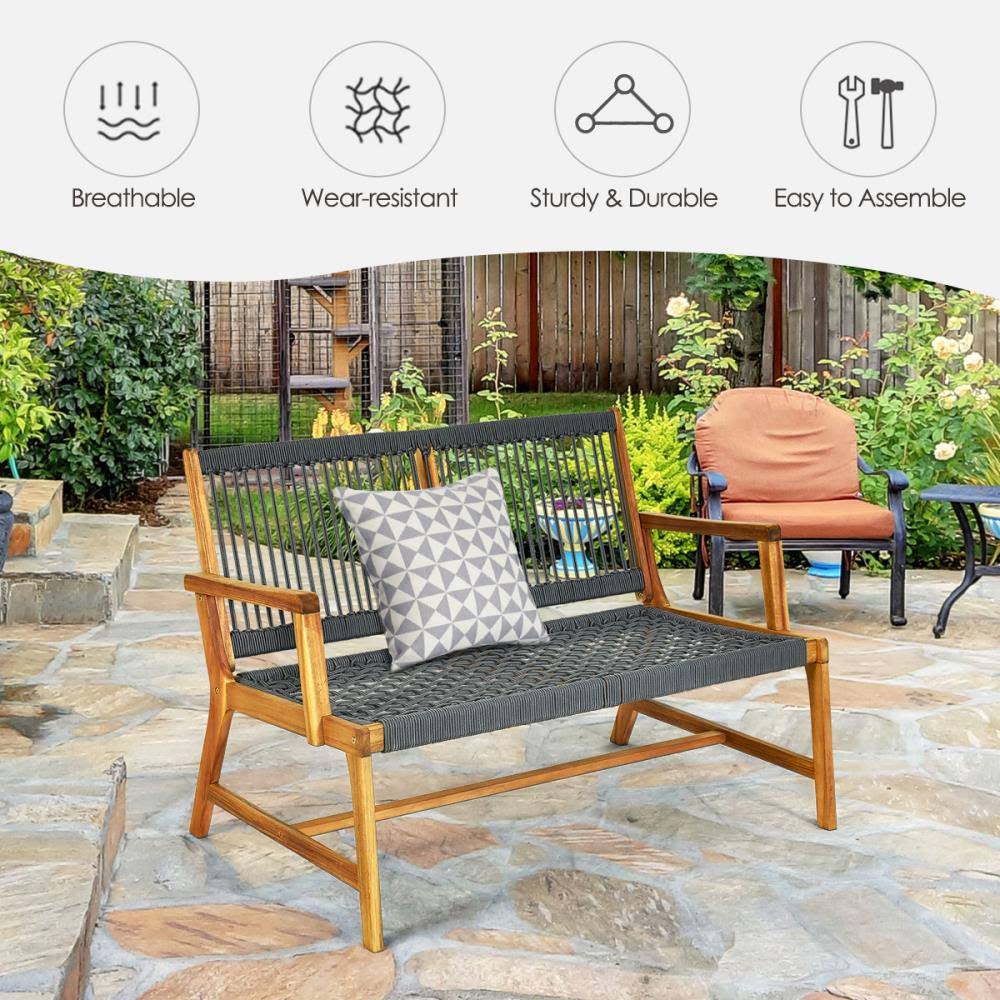 Grey Acacia Wood 2-Person Bench O9165