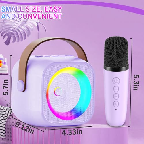 Mini Karaoke Machine with 2 Wireless Microphone & LED Lights T491