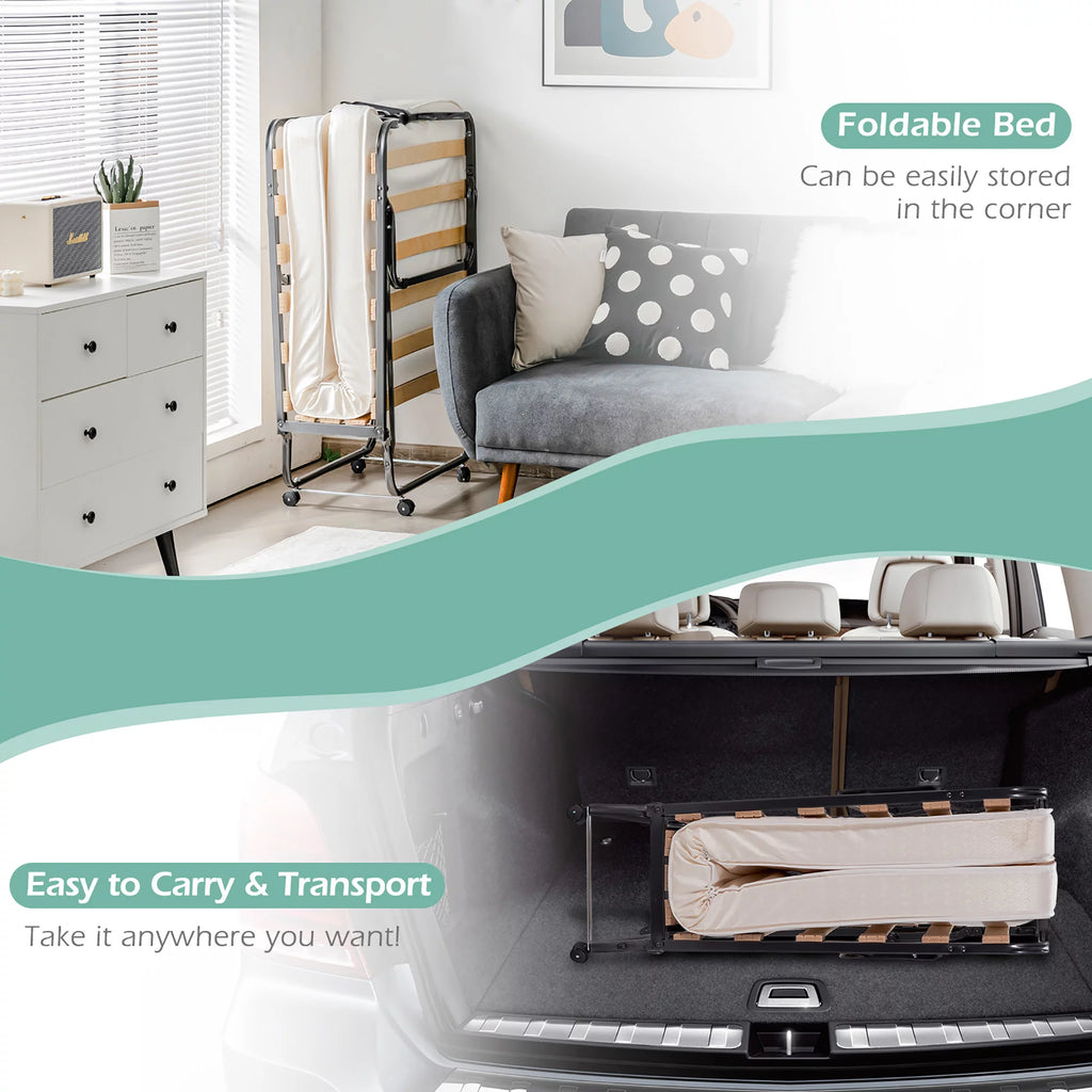 Portable Folding Bed with Memory Foam Mattress Q4037