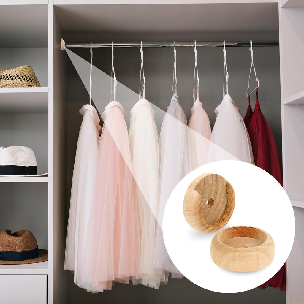 4 Sets Solid Wooden Closet Rod Holders with Screws E746354