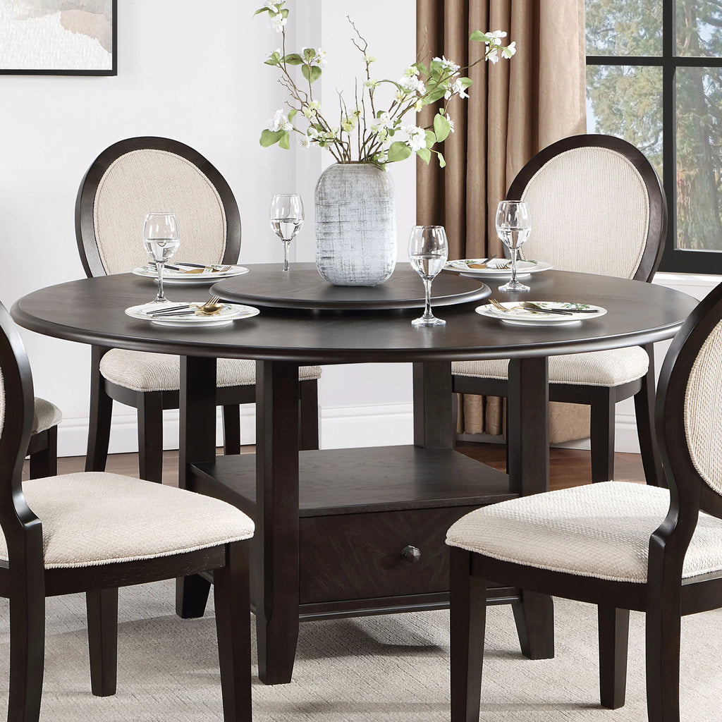 Wood Dining Table with Lazy Susan T1840