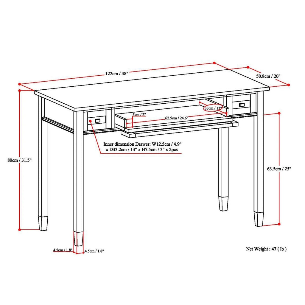 Solid Wood 48 inch Writing Office Desk H18012