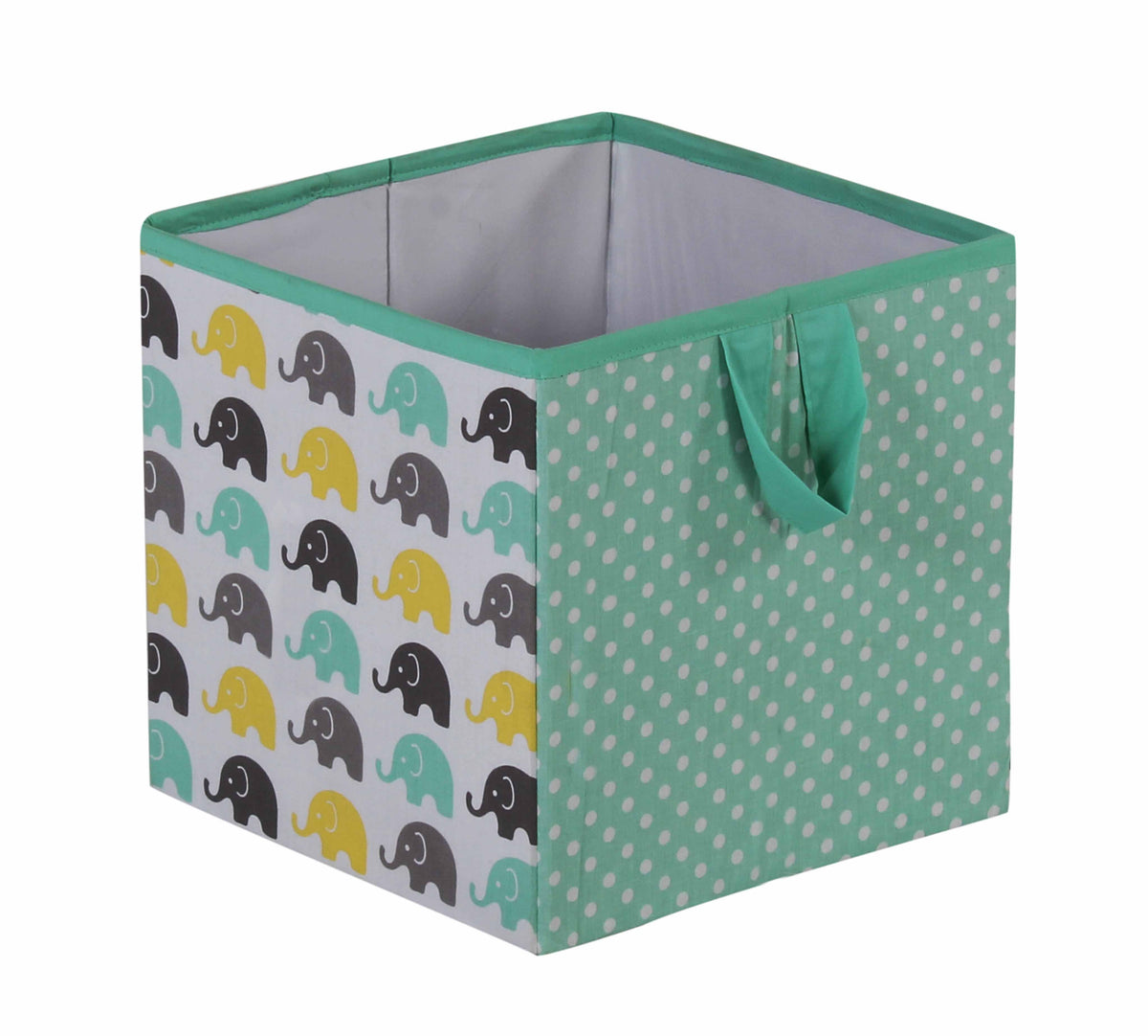 Mint/Yellow/Grey Hamper Cover with Wood Frame and Mesh Liner S796