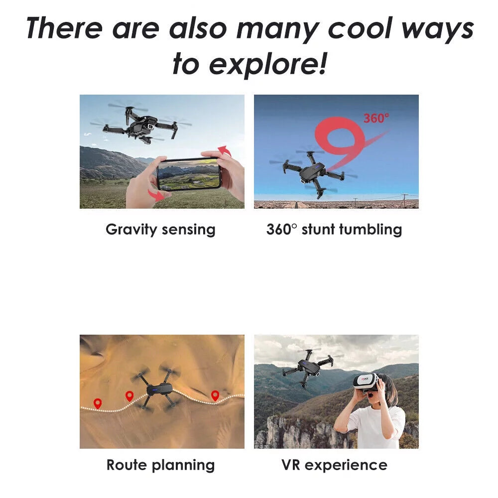 4K HD Dual Camera RC Drone with 4 Batteries U219401