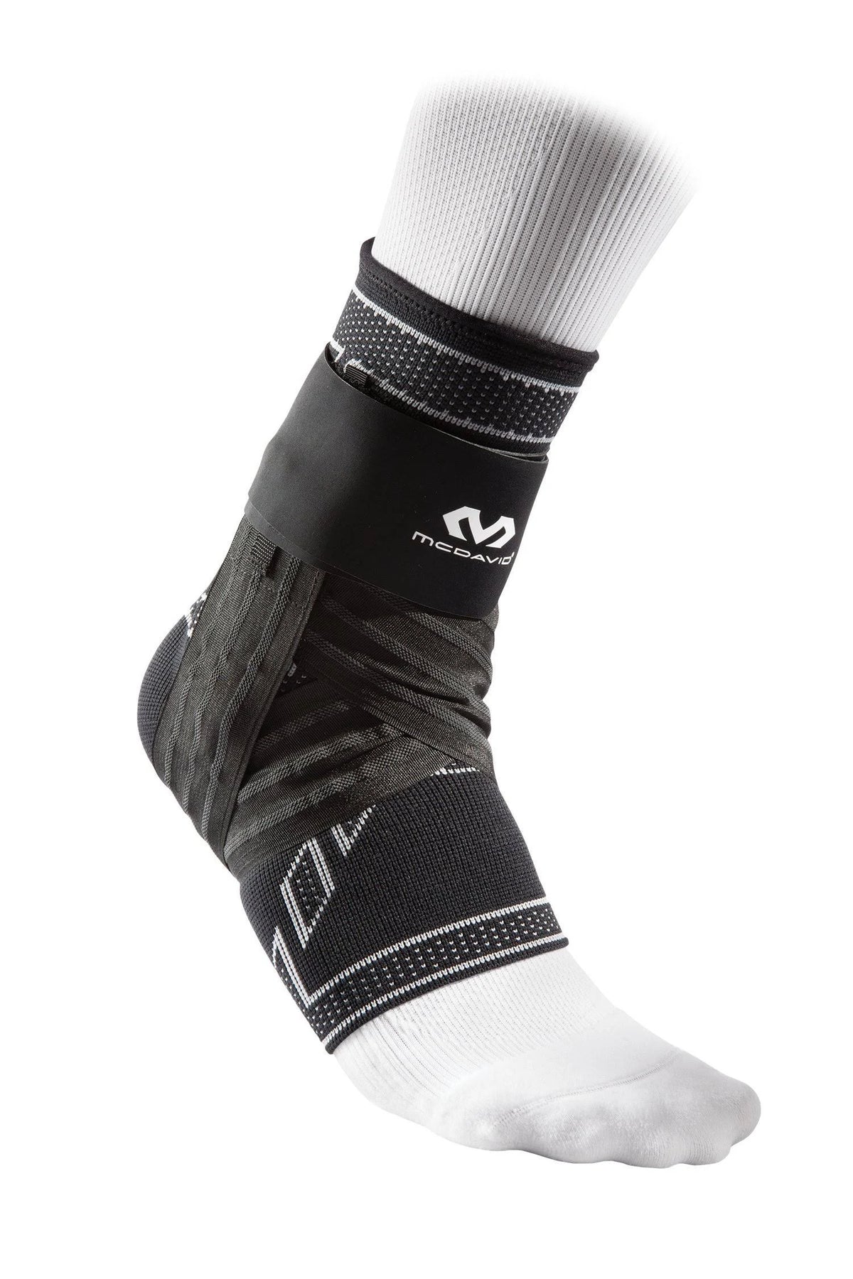 Black Large Elastic Ankle Brace with Figure 6 Strap Z1407