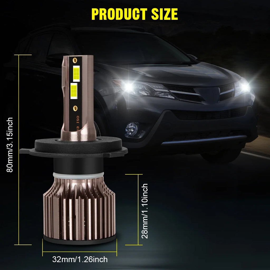 H4 9003 Dual Beam LED Bulbs, H11 Fog Light, 6500k Cool White, IP68 Waterproof I71606