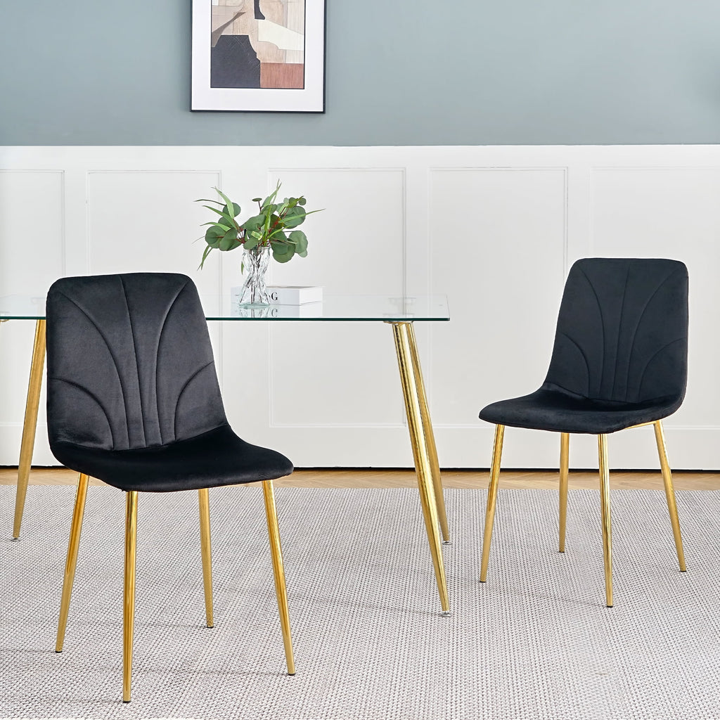 Black Dining Chair with Gold Metal Legs Set of 4 L647385