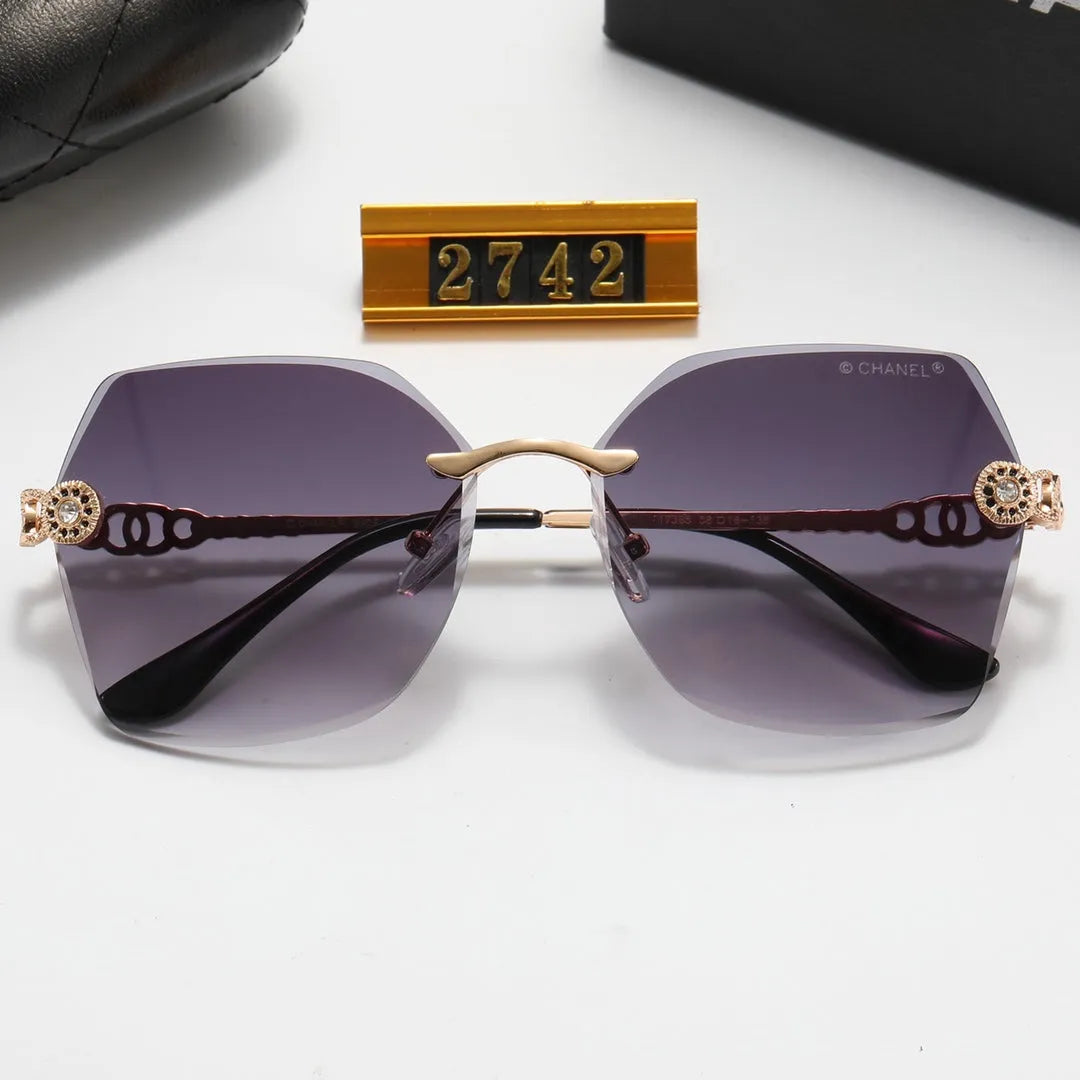 Frameless Rhinestone Flower Polarized Sunglasses O52604