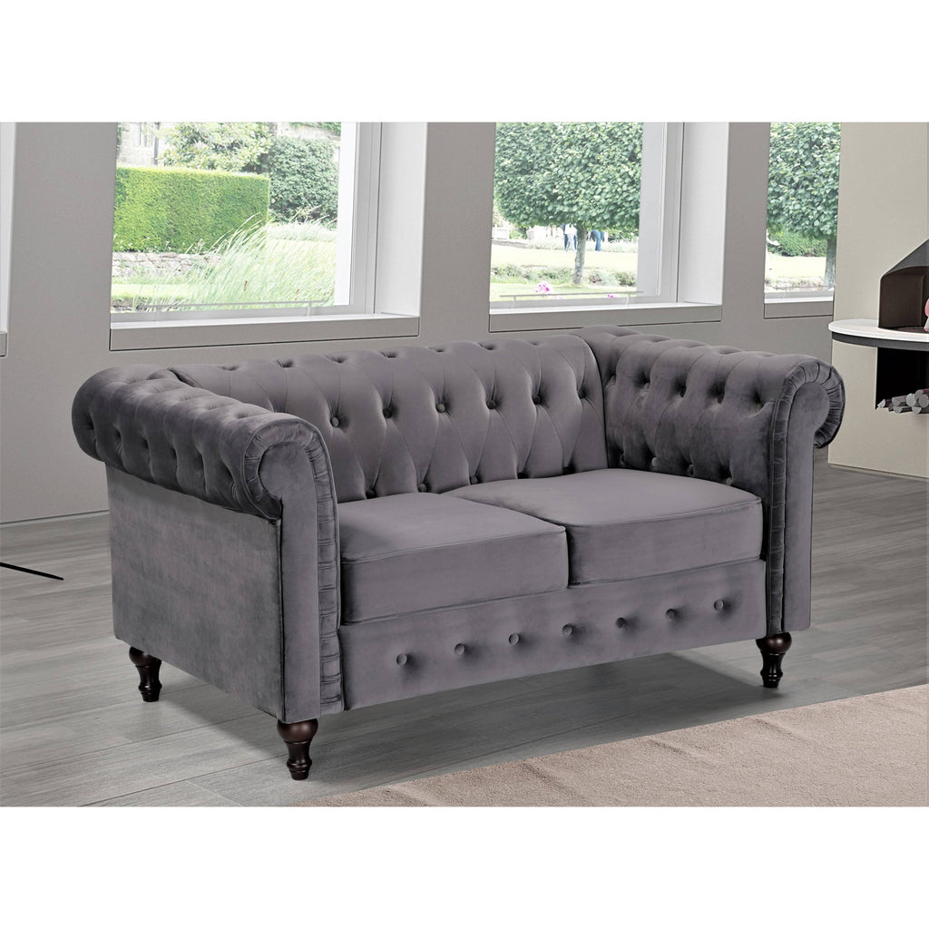 Cream/White Chesterfield Loveseat F440229