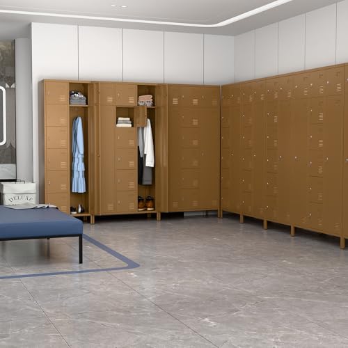 72" H Metal Storage Lockers with Doors and Rod, 7+1 Doors, Camel P2286
