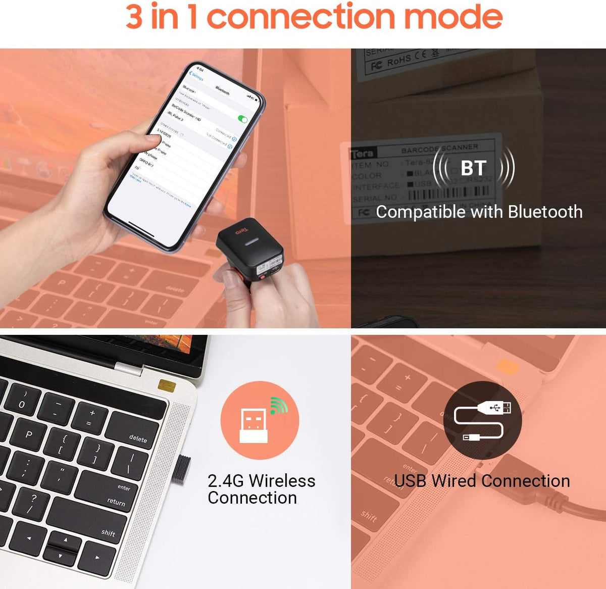 Wireless Ring Barcode Scanner with Bluetooth X161198