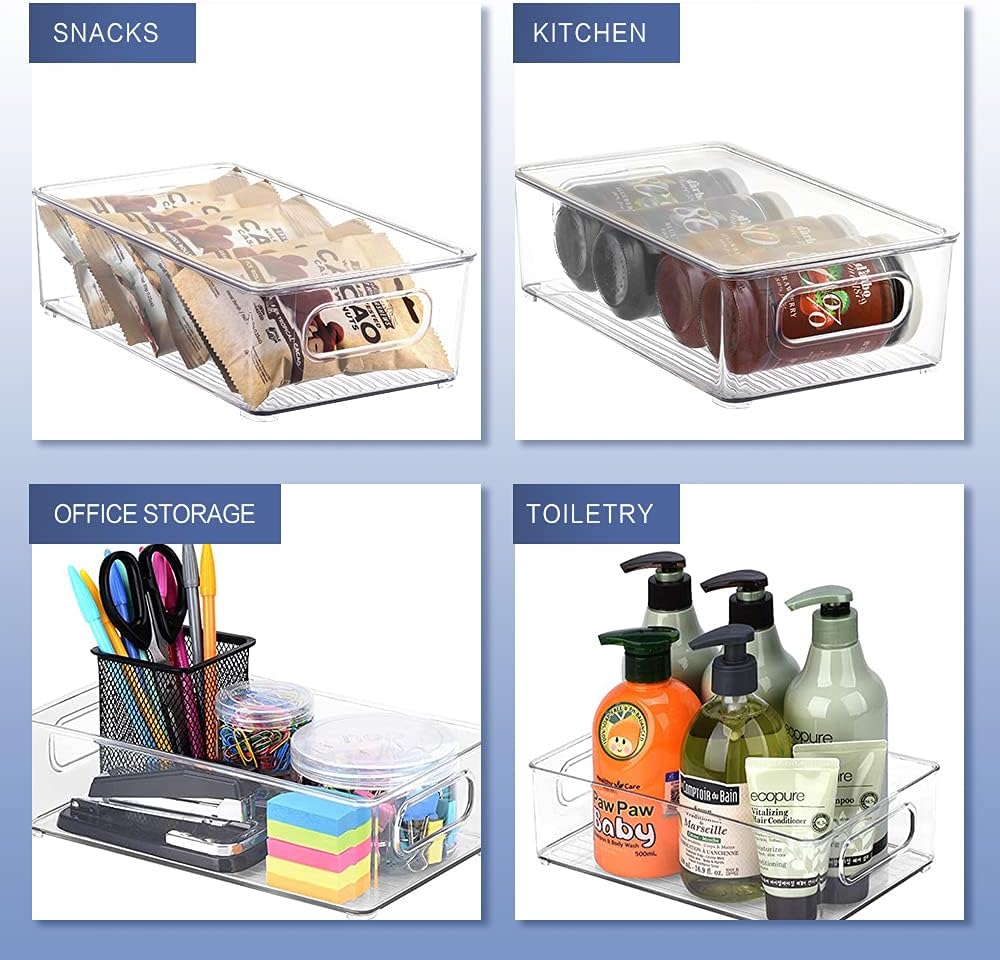 9 Pack Stackable Clear Refrigerator Organizer Bins with Lids D5168