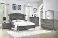 Gray Velvet Queen Size 6Pc Bedroom Furniture Set U70921