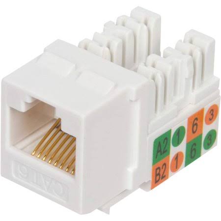 Cat6 RJ45 90-Degree Punch Down Keystone Jack White (100 Pack) R71823