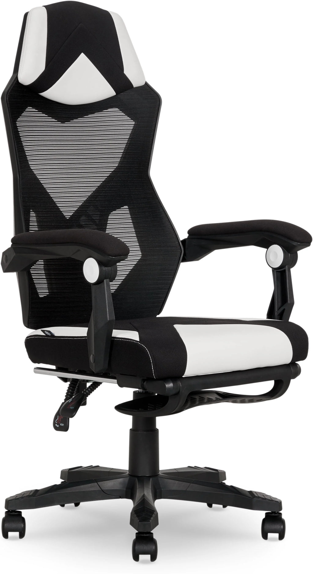 Black Fabric Gaming Office Chair with Extendable Leg Rest Q46634
