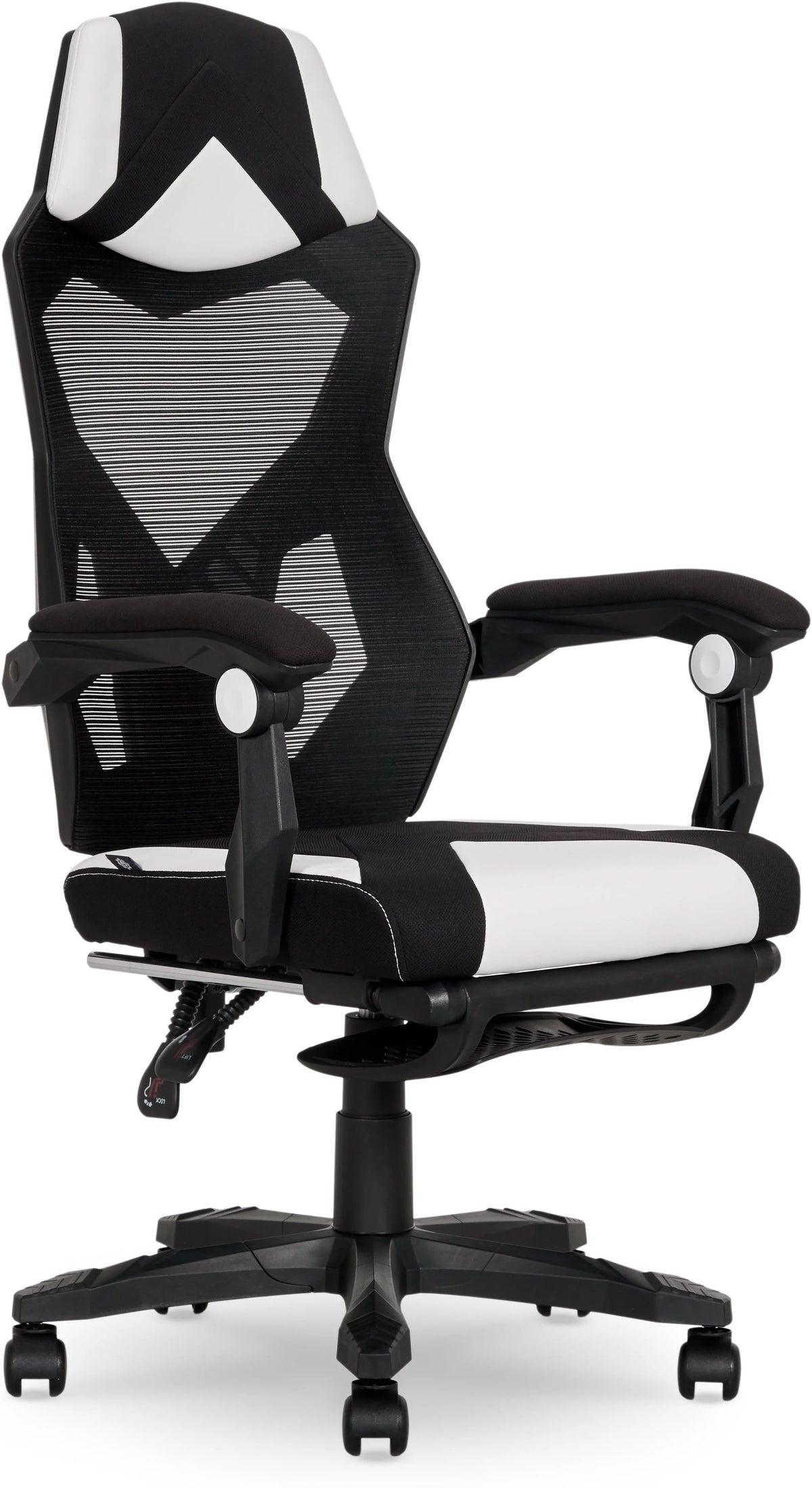 Black Fabric Gaming Office Chair with Extendable Leg Rest Q46634