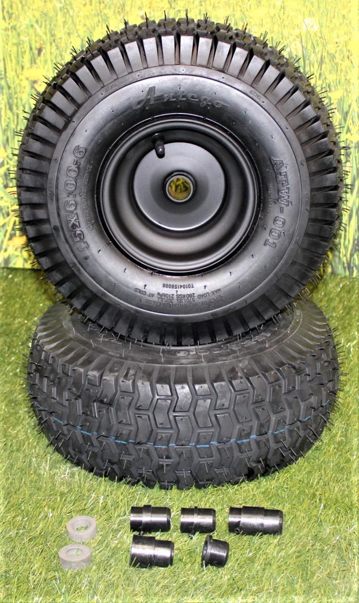 Matte Black 15x6.00-6 Lawn & Garden Tires & Wheels Set of 2 K2918