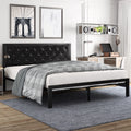 Twin Size Metal Bed Frame with Upholstered Headboard F589