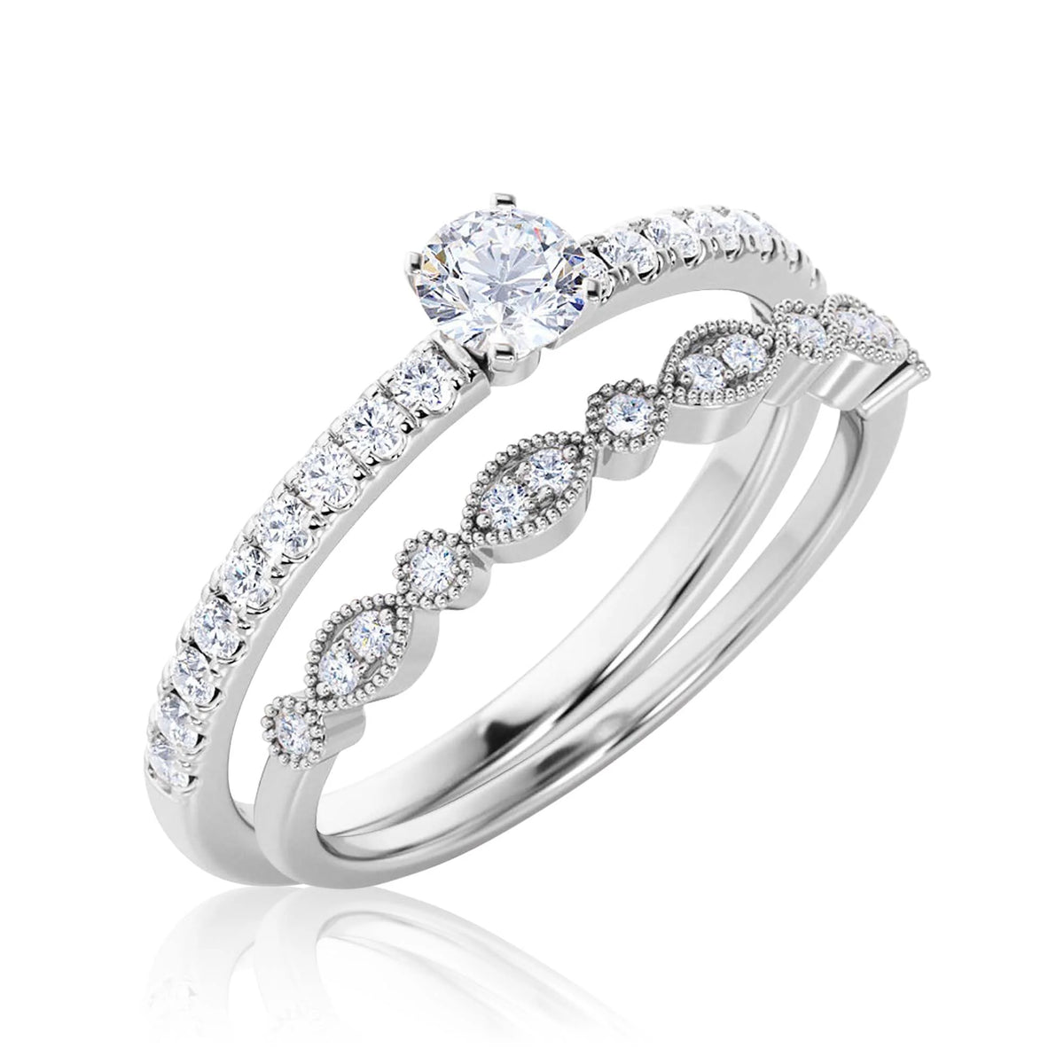 1.25 Carat Round Cut Moissanite Engagement Ring in 925 Sterling Silver With 18k White Gold Plating L6763