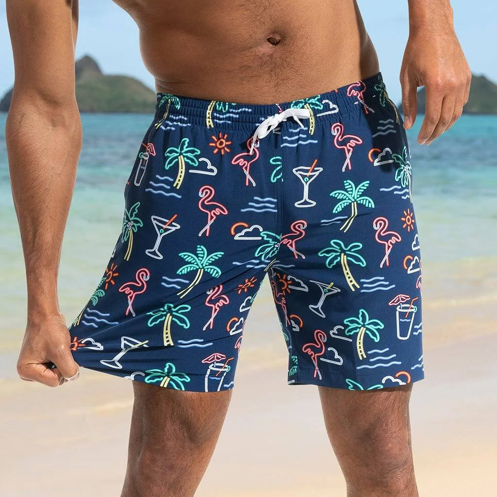 Neon Lights 7x22 Stretch Zipper Back Pocket Mens Swim Trunks N876591