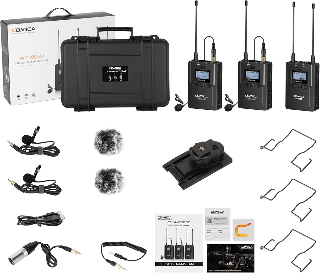 Wireless Lavalier Microphone, 96-Channel UHF Dual Lavalier Microphone System (2TX+1RX) N50486