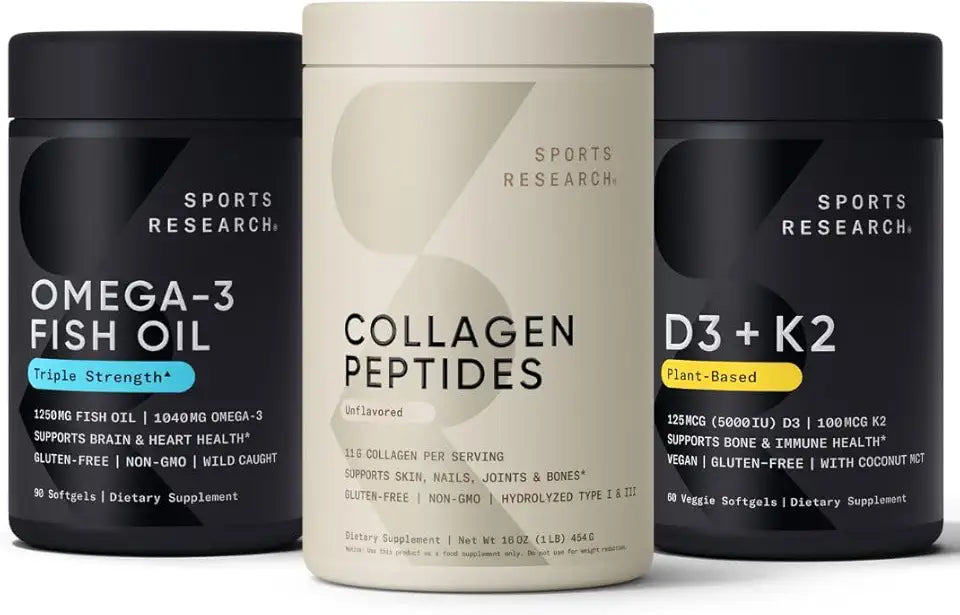 Unflavored Collagen Peptides, Omega 3 Fish Oil and Vitamin D3 + K2 I88399