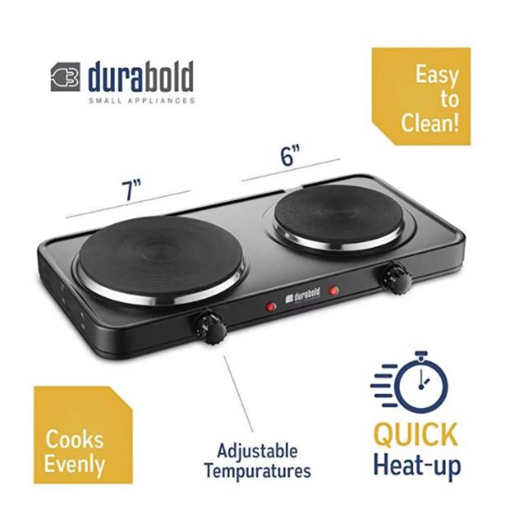Electric Double Burner Cast Iron Hot Plate Black 2 Pack G492672