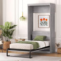 Full Size Murphy Bed with Storage Shelves and Drawers, Gray U639787