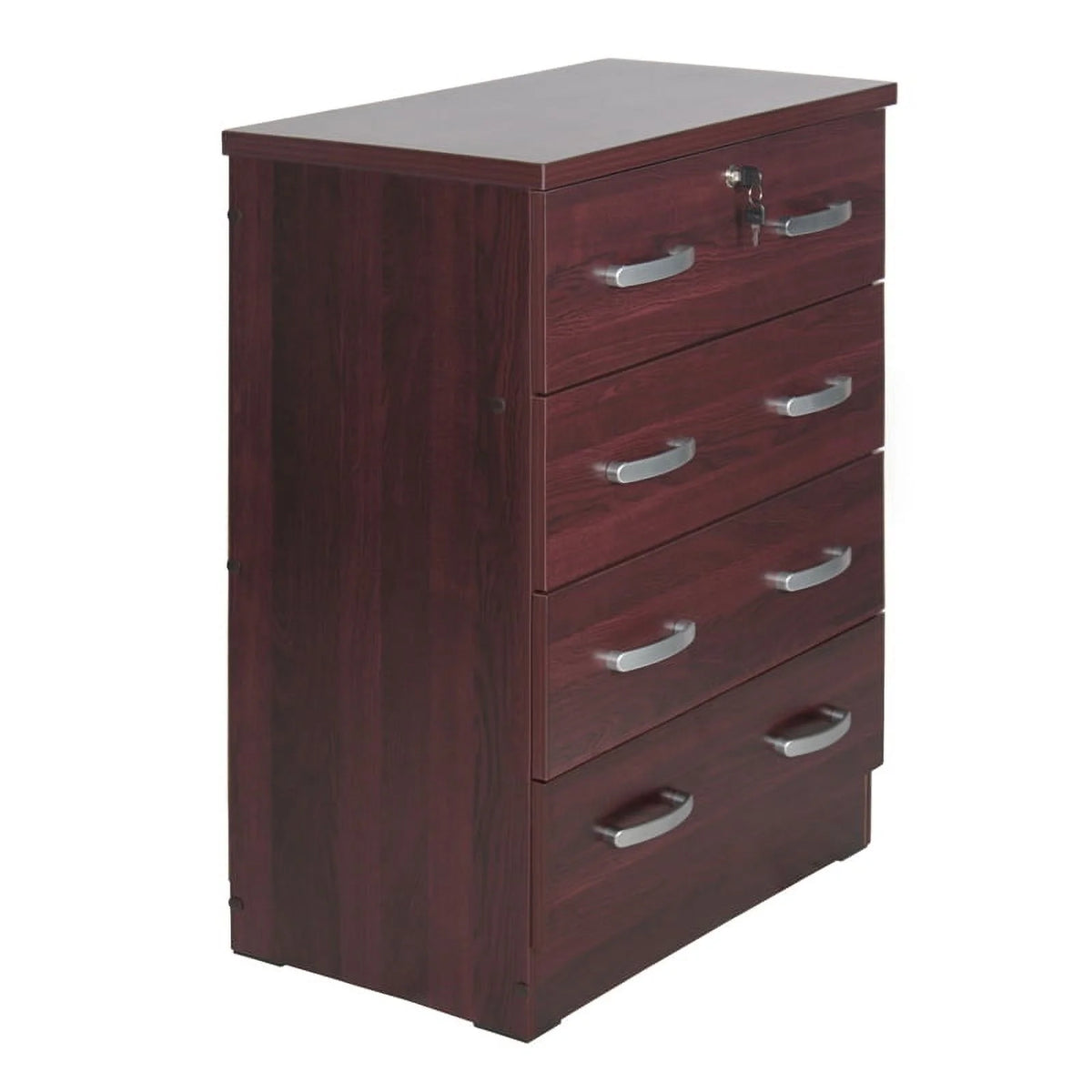Pine Twin Bed and Dresser with Lock in Mahogany N6799