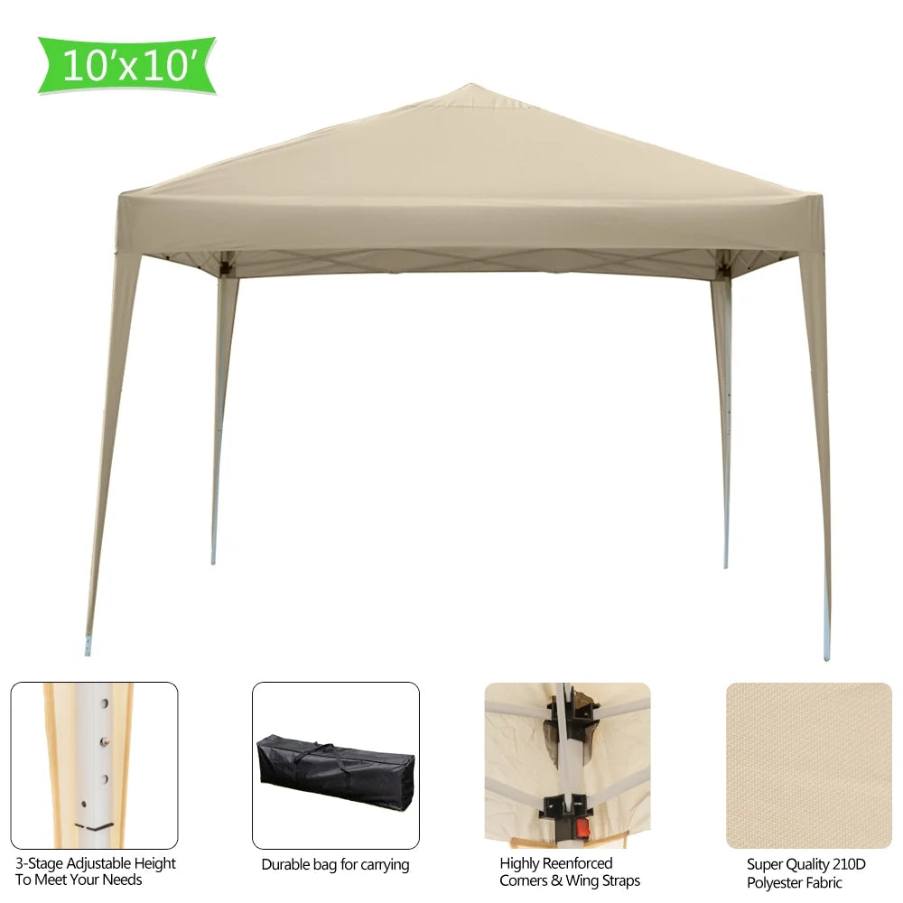 Khaki 10' x 10' Instant Canopy Tent with Carrying Bag M60946