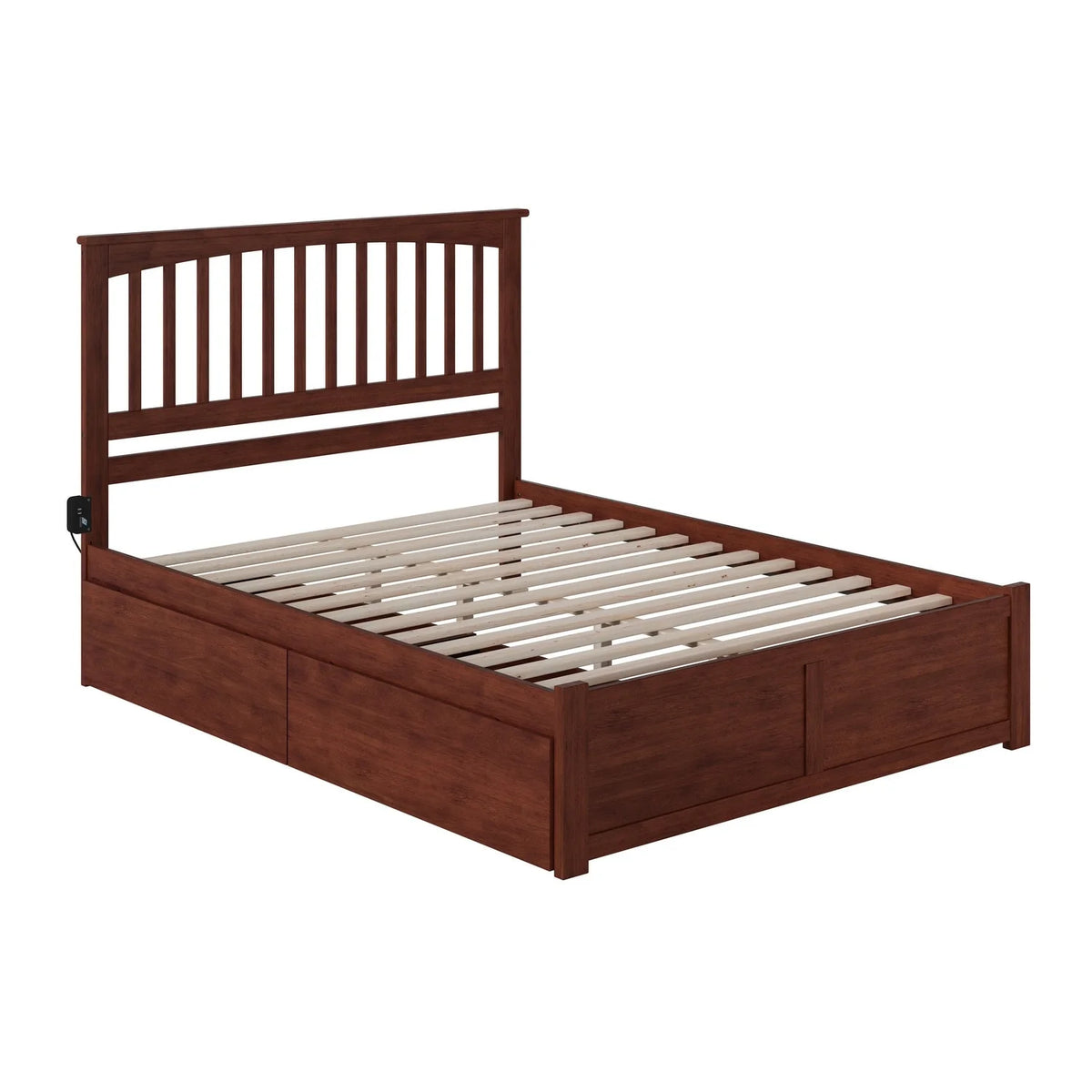 King Platform Bed with 2 Drawers in Walnut L643