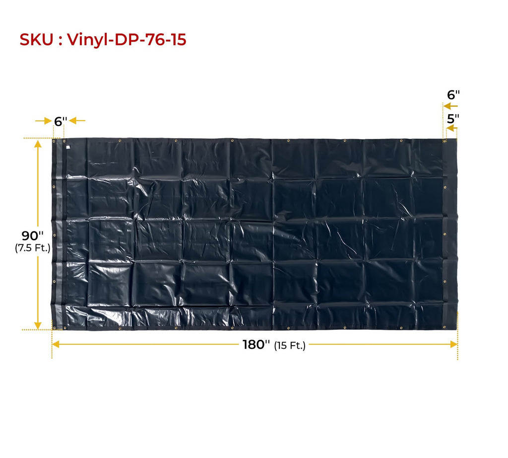 Black Asphalt Vinyl Dump Truck Tarp with Double Pocket & Grommets N4482