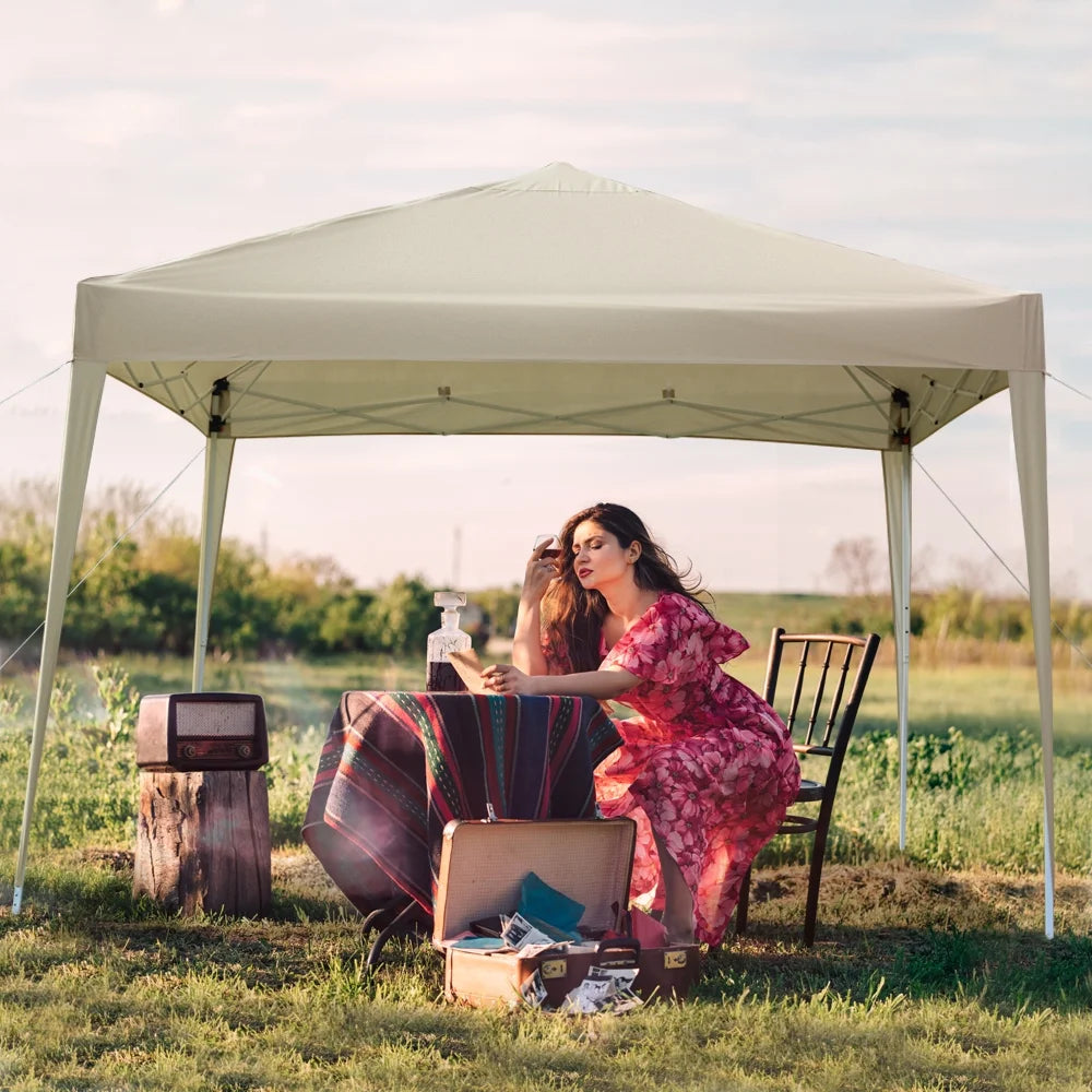 Khaki 10' x 10' Instant Canopy Tent with Carrying Bag M60946