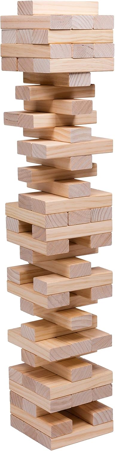 60pc Jumbo Wood Stacking Game with Carrying Bag Q3532