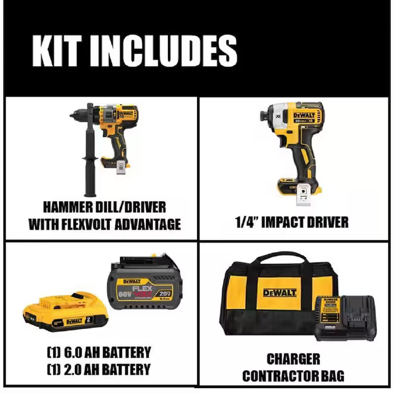 20V MAX Cordless Brushless Hammer Drill/Driver 2 Tool Combo Kit R9034